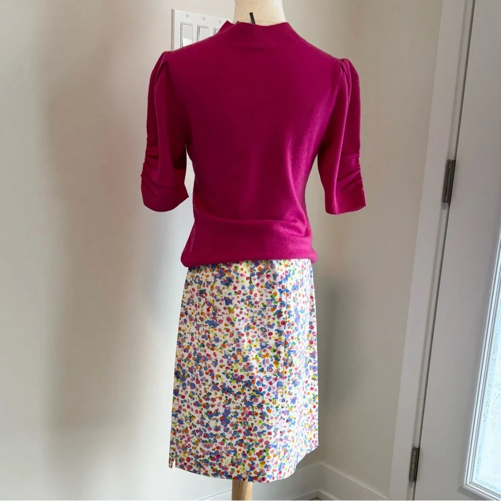 Leggiadro White Midi Skirt with Multicolor Floral Confetti Print - Picture 5 of 10